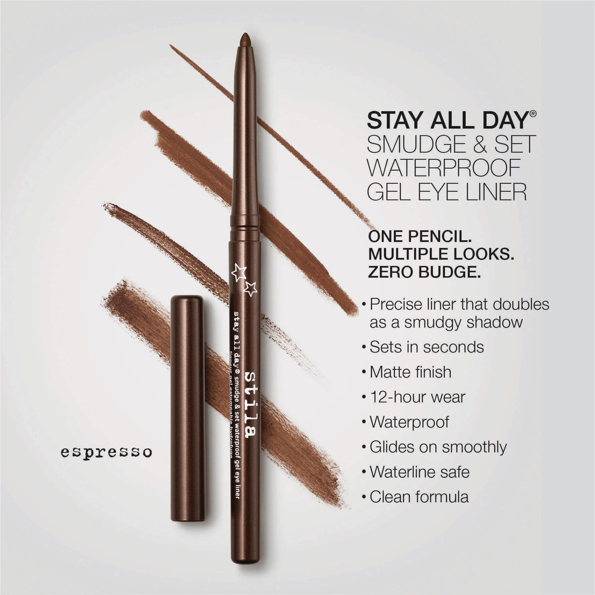 stila gel liner tip close-up illustrating smooth glide and creamy texture