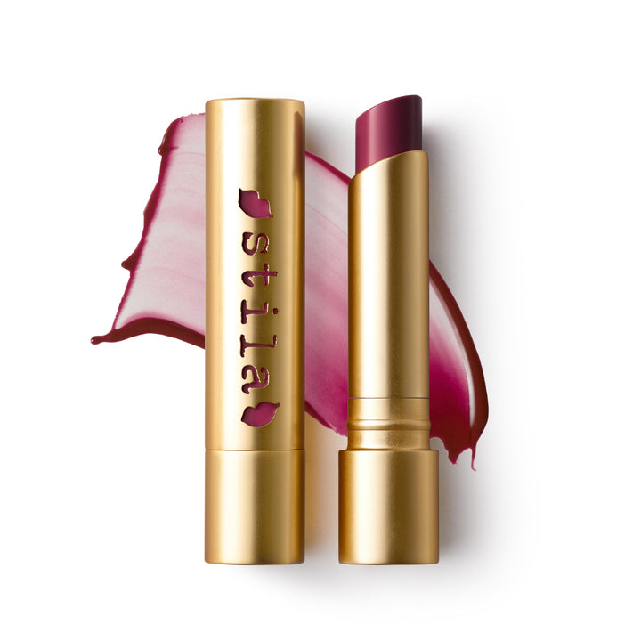 stila Heaven’s Dew front stick showing Berry Rush tint and easy application