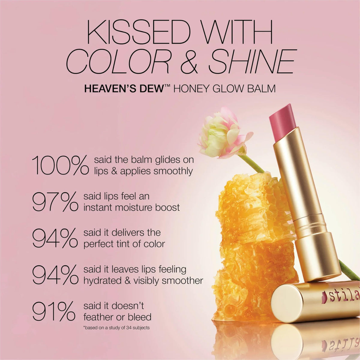 stila balm layered over matte lipstick demonstrating added shine and depth