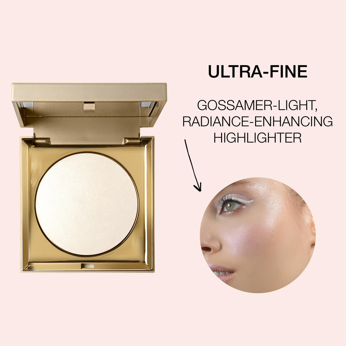 stila applying Opulence to cheekbone for natural lifted glow benefit