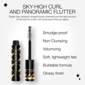 stila Magnum XXX in-use application on lashes demonstrating lift and buildable volume