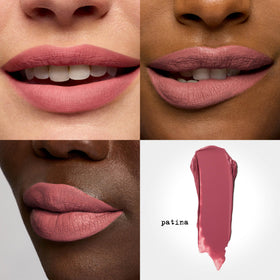 stila Patina worn on lips for a comfy matte finish and fuller-looking shape