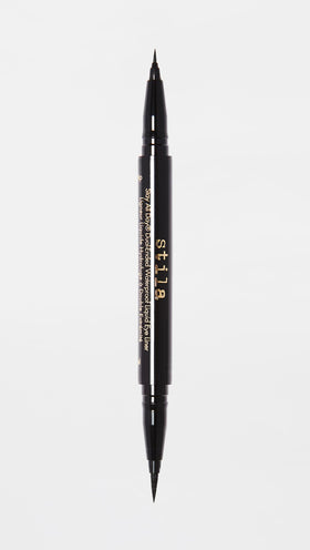 stila eyeliner size comparison next to coin shows compact travel-friendly benefit