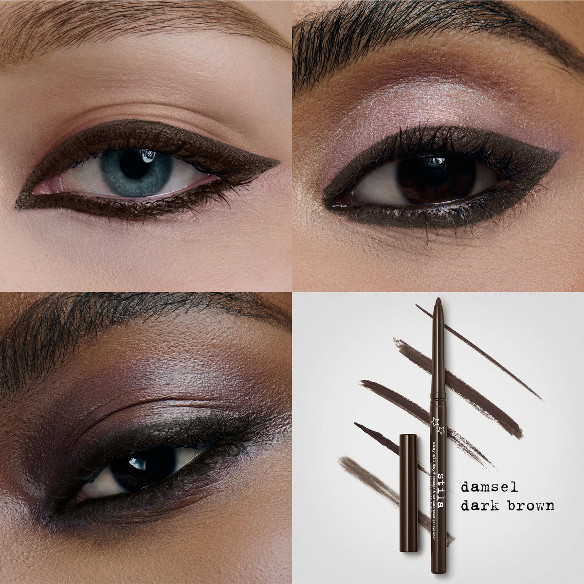 stila smudged smoky eye made with gel liner for blended, long-lasting drama