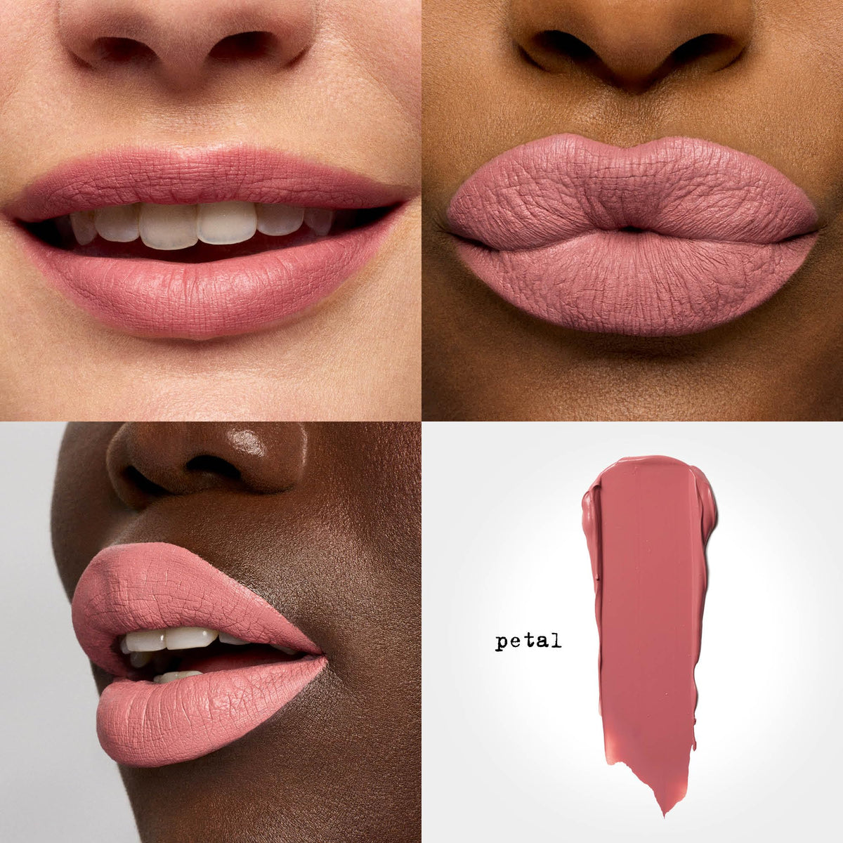 stila texture swatch of Petal on skin showing creamy matte payoff