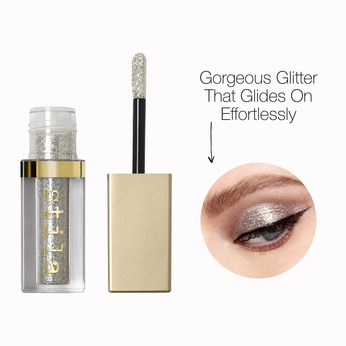 stila texture swatched on arm showing dense shimmer and blendable finish