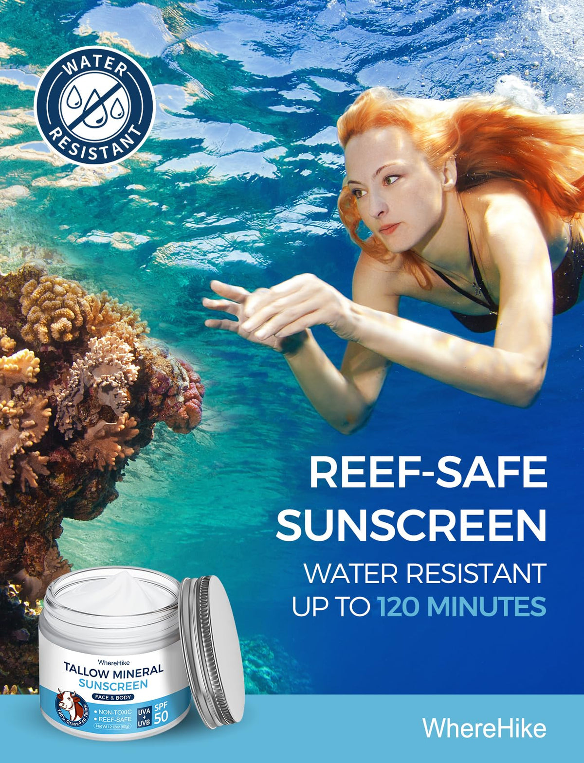 STILIP on a beach scene promoting reef-safe use and eco benefit