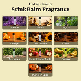 Person using StinkBalm vanilla on public transit showing discreet odor relief