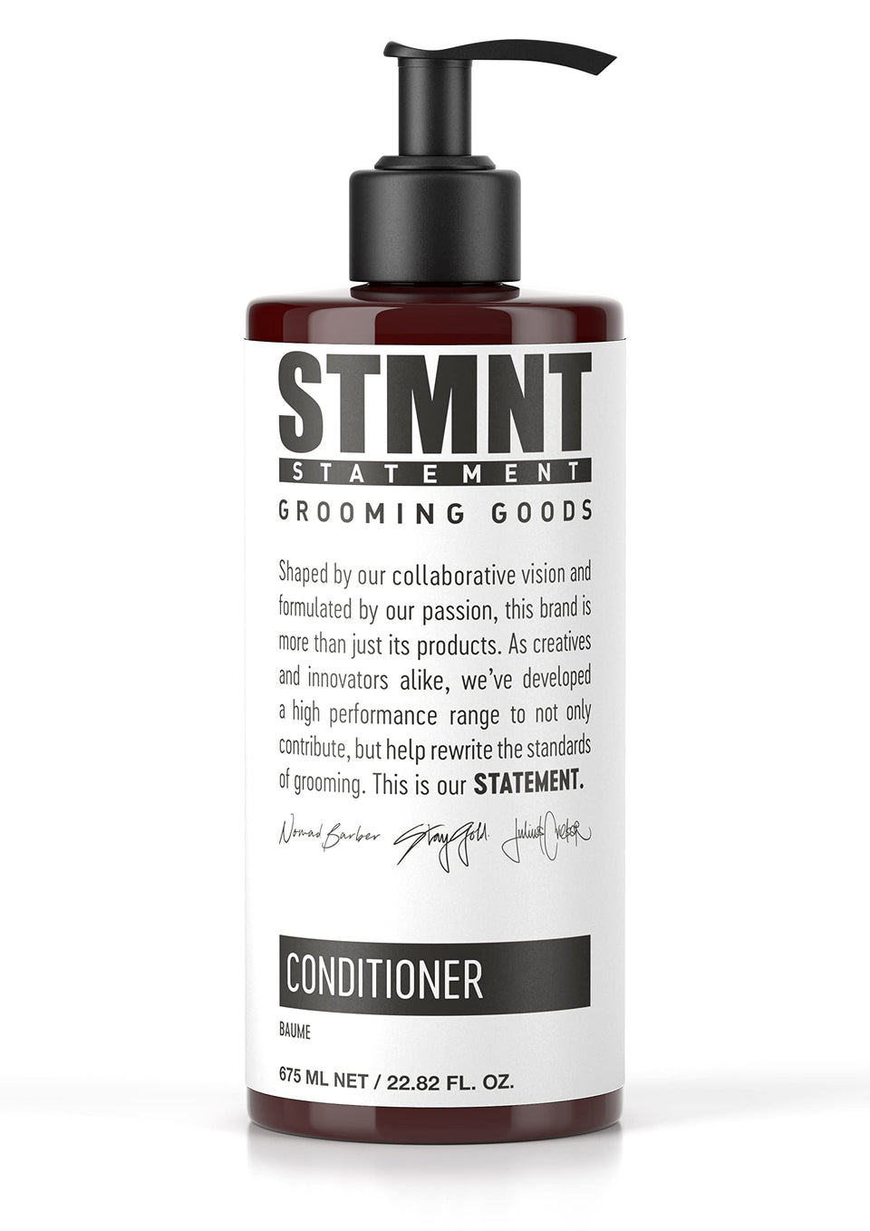 STMNT conditioner front packaging showing bottle and clear branding for easy identification