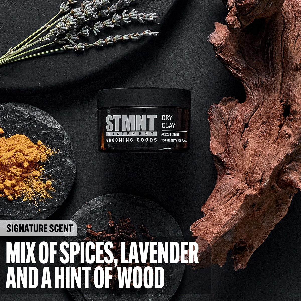 STMNT dry clay in hand ready to apply offering easy spreadability benefit