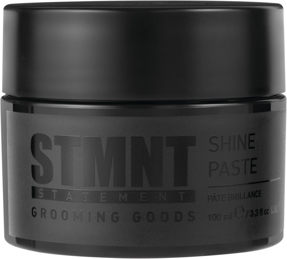 STMNT shine paste front jar showing label and compact size for easy storage