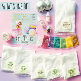 STMT bath bomb mold and tools arranged to show how easy crafting is