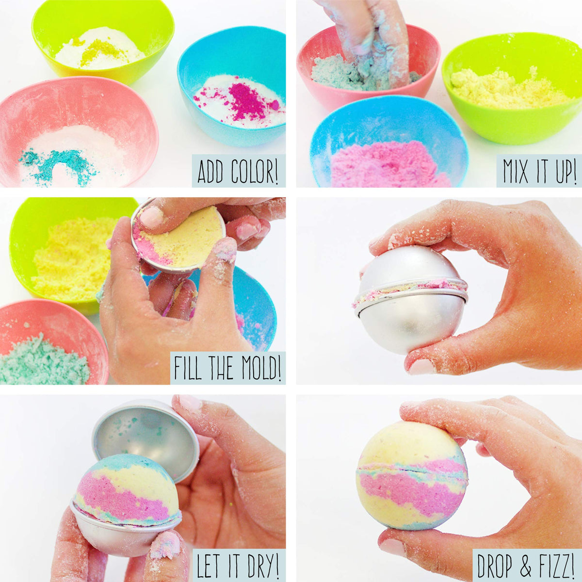 STMT five finished bath bombs on tray ready to use and gift