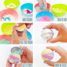 STMT five finished bath bombs on tray ready to use and gift