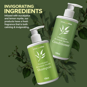 Stock Your Home conditioner bottle label visible showing moisturizing benefit for hair