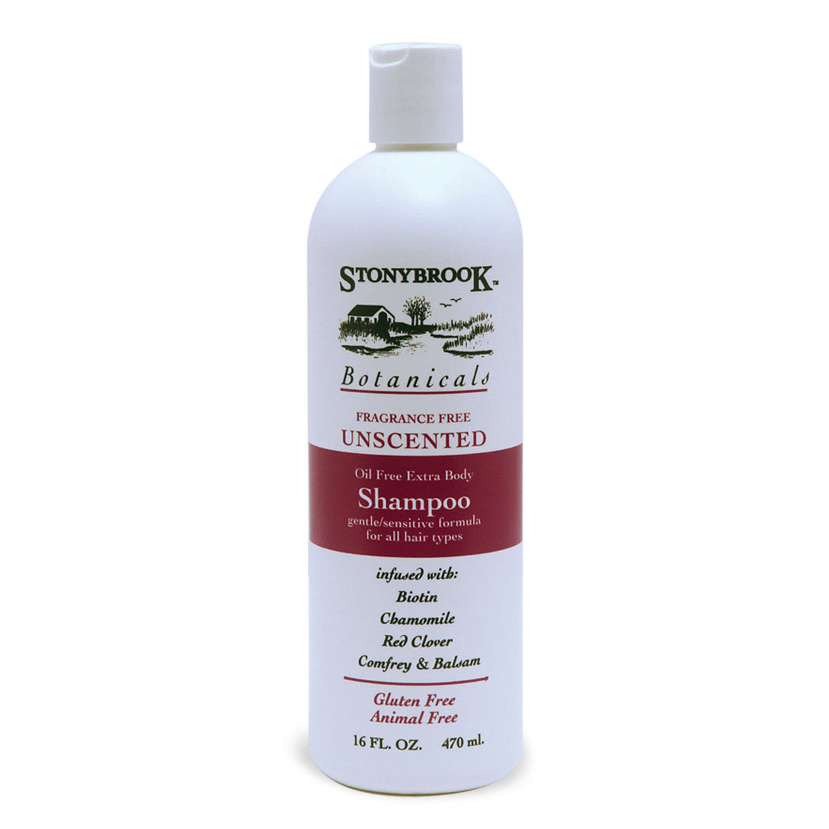 Stonybrook clear shampoo pouring texture, unscented formula for sensitive scalps