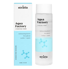 Stratia Aqua Factory front bottle showing clean packaging and size benefits