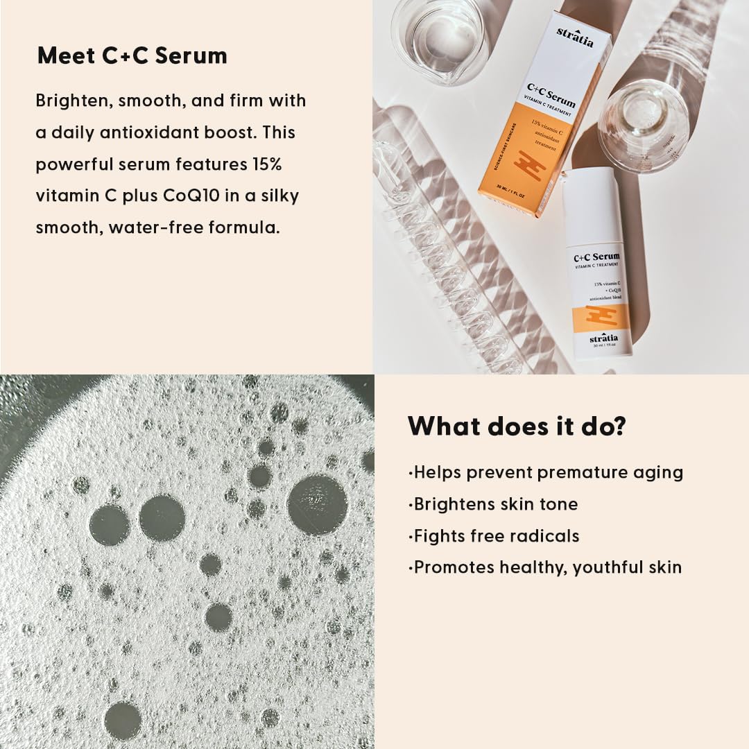Stratia texture closeup showing thin cream that absorbs quickly