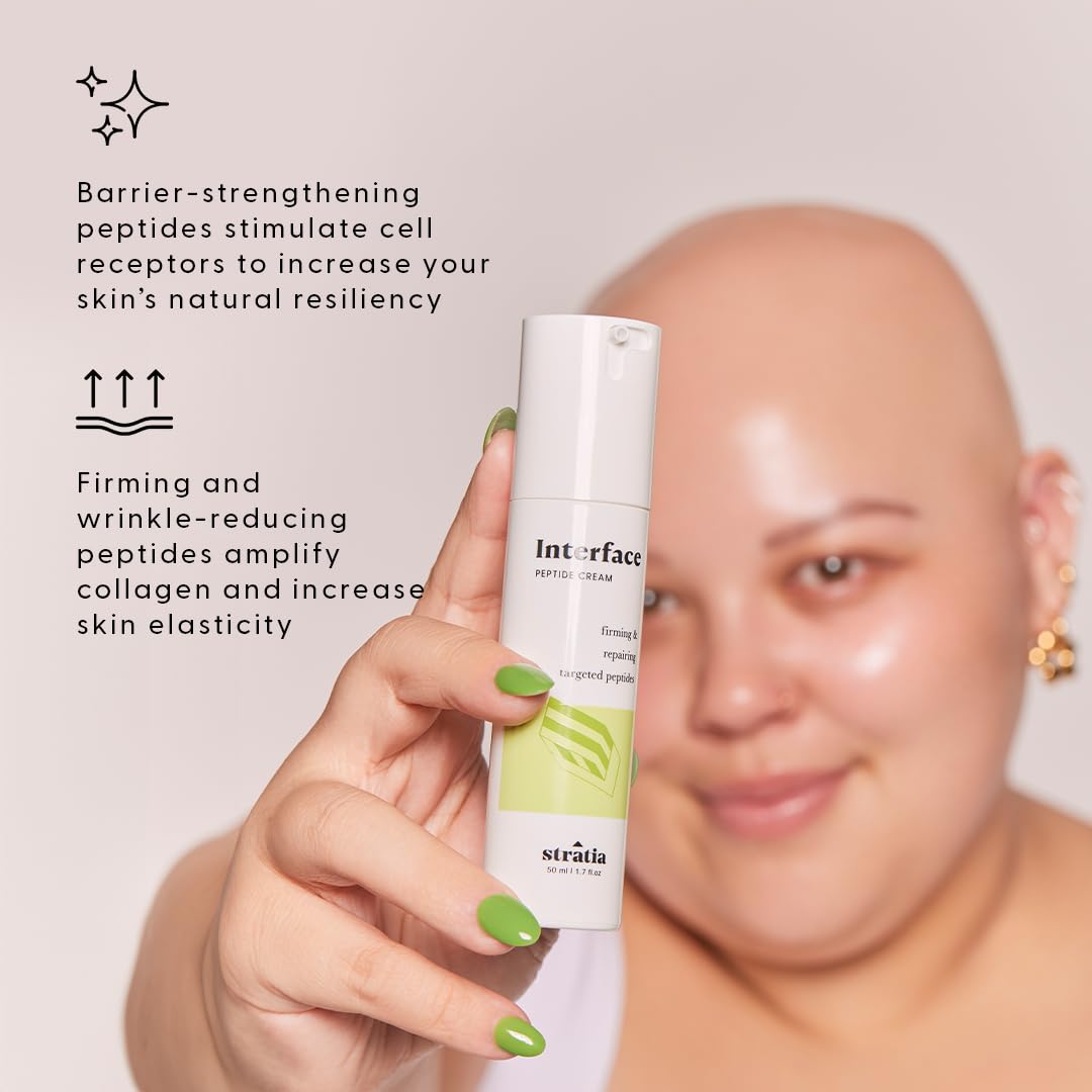 Ingredient spotlight with ceramides and hyaluronic acid showing Stratia barrier support