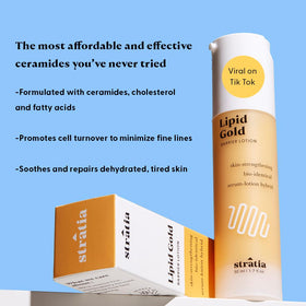 Stratia Lipid Gold cream texture close-up highlighting lightweight nourishment