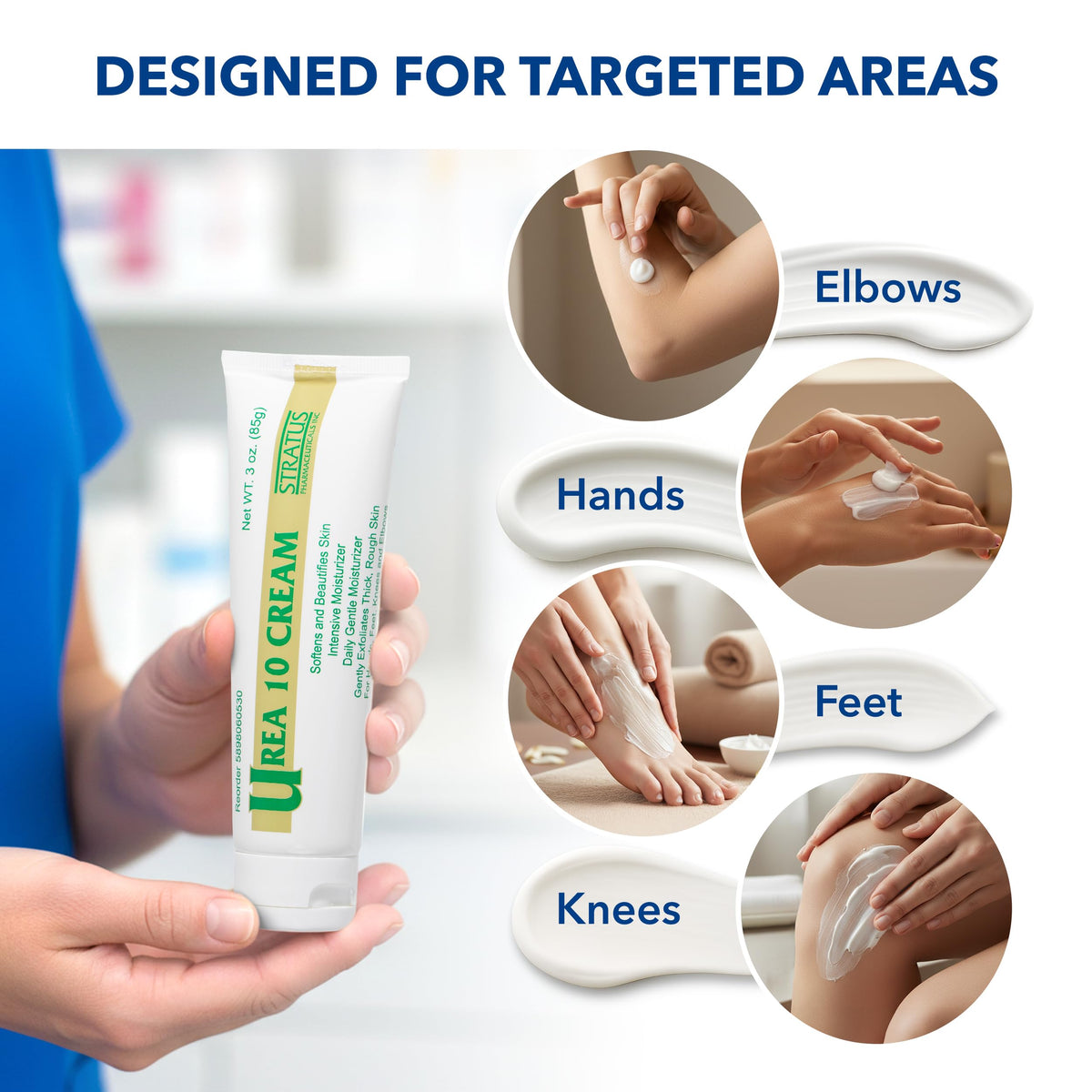 STRATUS PHARMACEUTICALS applying cream to dry hands for softness