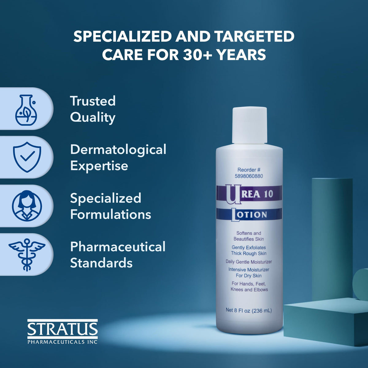 STRATUS PHARMACEUTICALS label closeup showing active urea ingredient