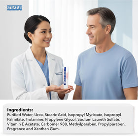 STRATUS PHARMACEUTICALS tube on a bathroom vanity suggesting daily routine use for rough skin