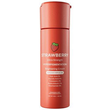 Strawberry front tube view showing product packaging and clear formulation benefits