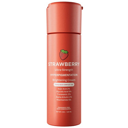 Strawberry front tube view showing product packaging and clear formulation benefits