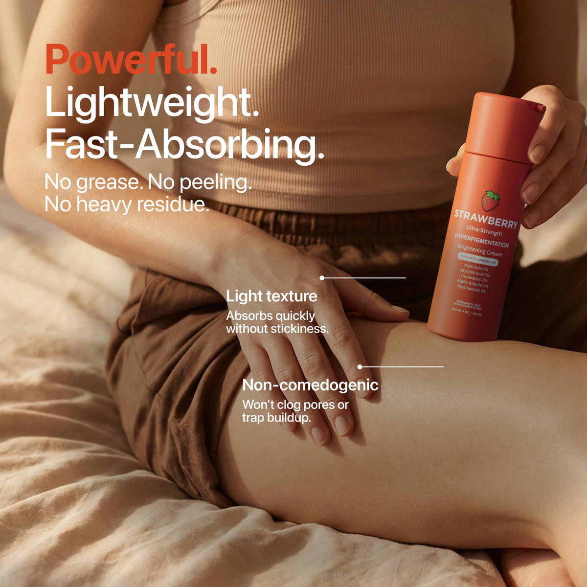 Strawberry application underarm demonstrating targeted brightening benefit