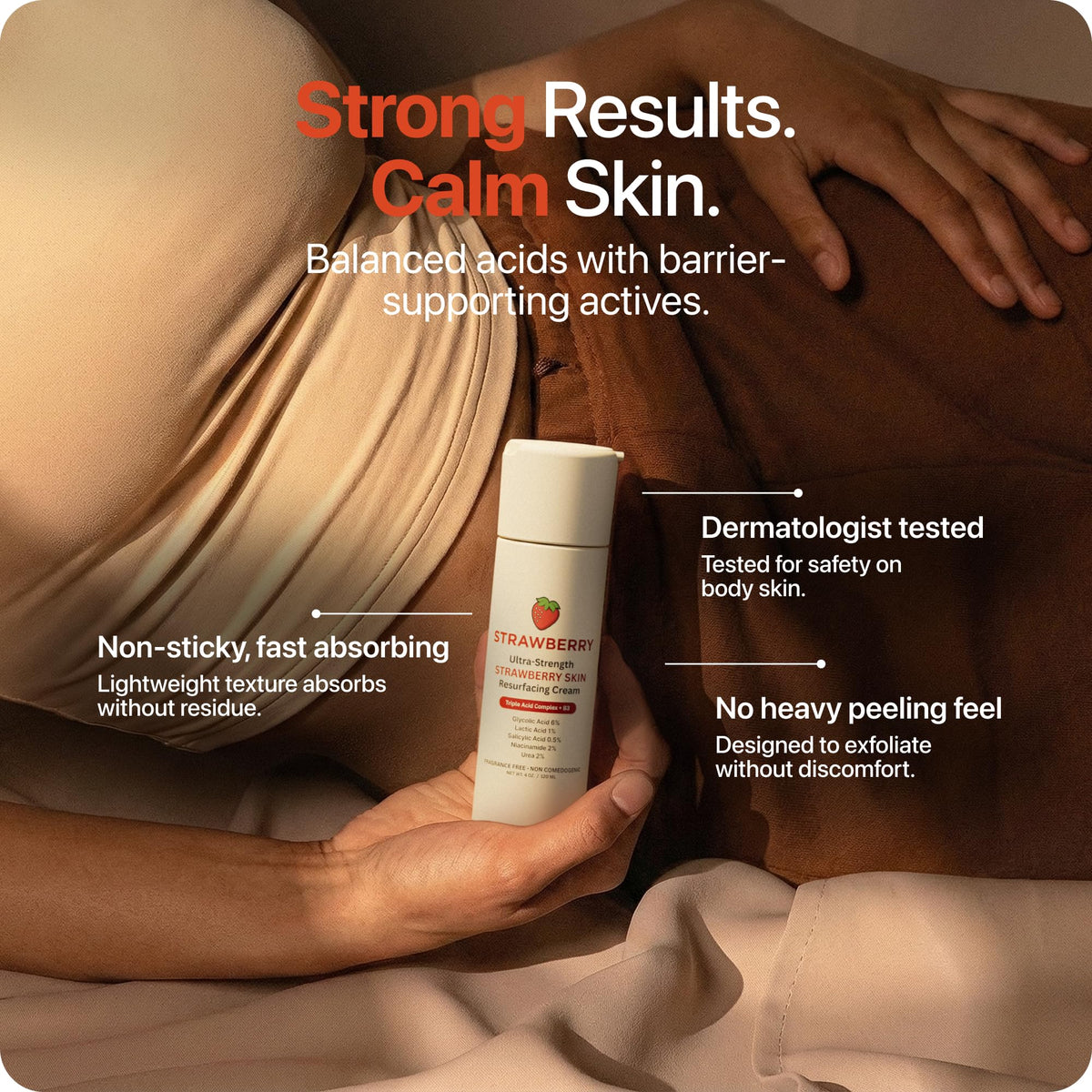 Strawberry dry brush included for exfoliation and improved absorption