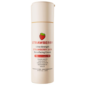 Strawberry front tube showing label and benefit for smoothing bumps