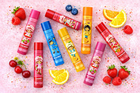 Strawberry Shortcake tubes inside a purse showing on-the-go accessibility