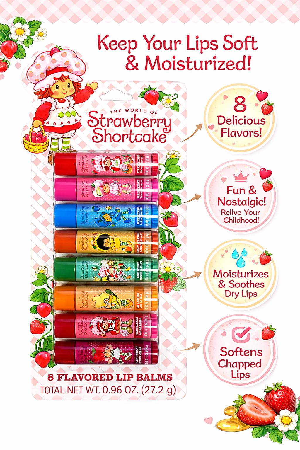 Strawberry Shortcake balm texture swipe showing smooth finish and moisturizing effect