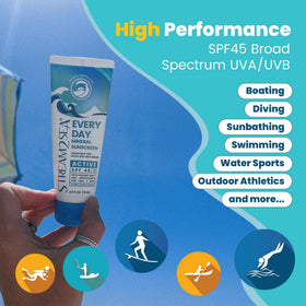 STREAM 2 SEA rubbing sunscreen onto arm showing full body coverage