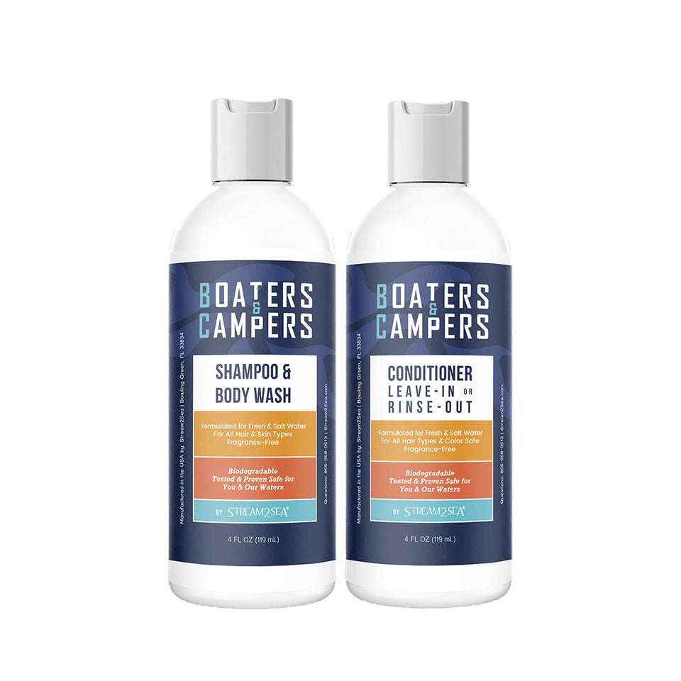 STREAM 2 SEA front packaging showing travel hair set and reef-safe label benefit