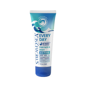 STREAM 2 SEA front packaging showing SPF 45 and reef‑safe benefit
