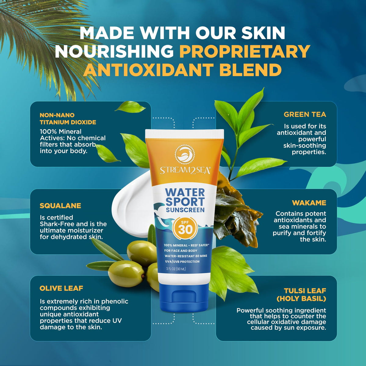 STREAM 2 SEA ingredients label close-up showing biodegradable and paraben-free claims