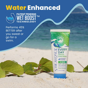 STREAM 2 SEA sunscreen resisting water splash demonstrating water resistance