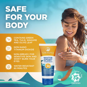 STREAM 2 SEA lifestyle beach shot with person applying sunscreen before a swim