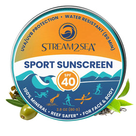 STREAM 2 SEA tin front view showing compact reef-safe sunscreen