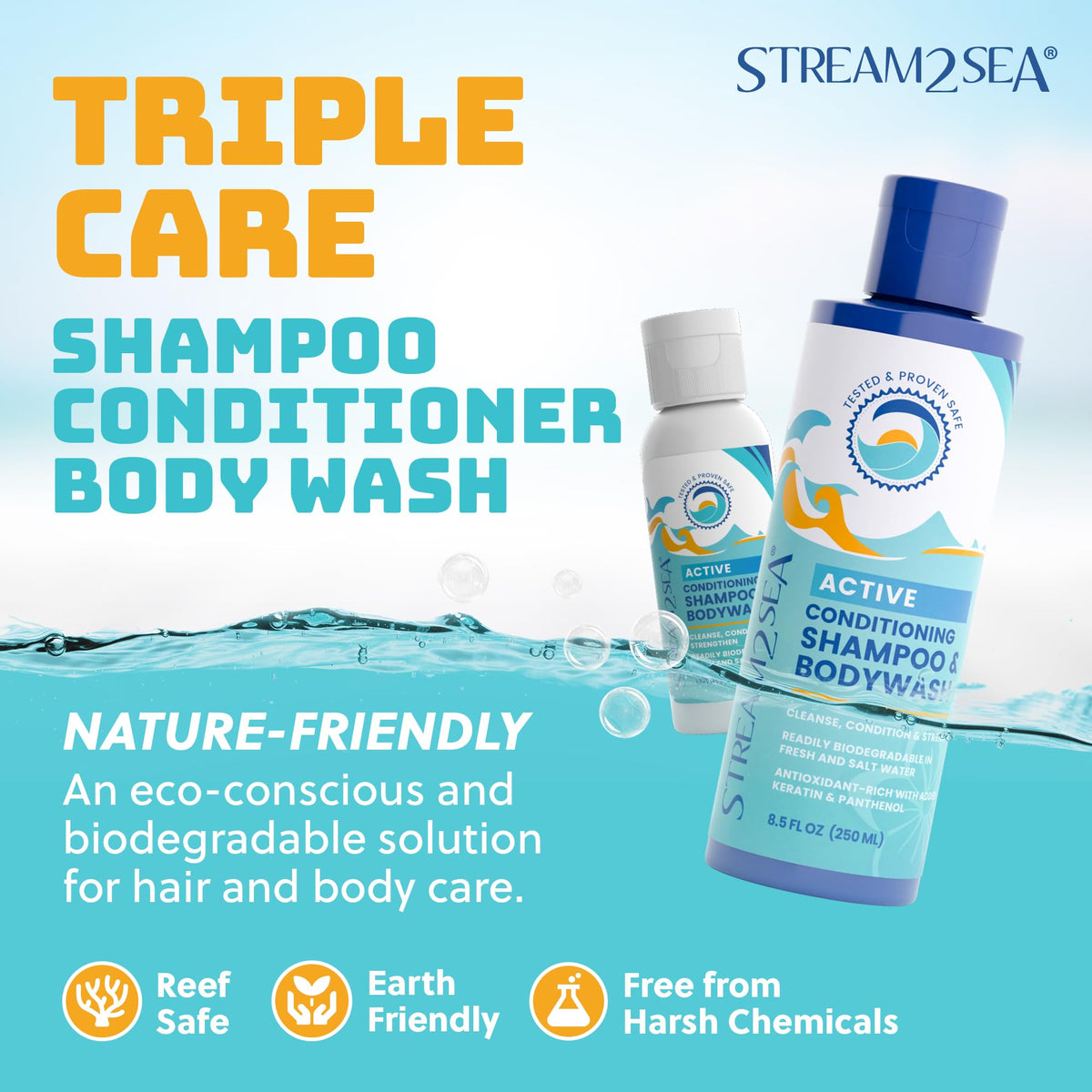 STREAM 2 SEA foam texture closeup showing gentle lather that cleans and conditions