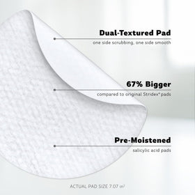 Stridex XL pad in hand demonstrating size and coverage for face and body