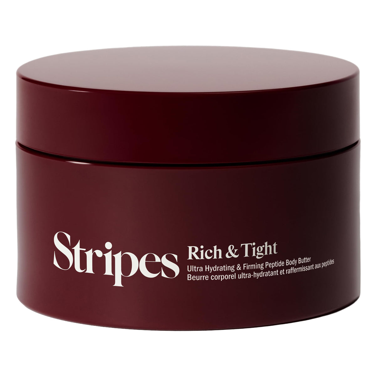 STRIPES jar front view showing product branding and size for clear recognition