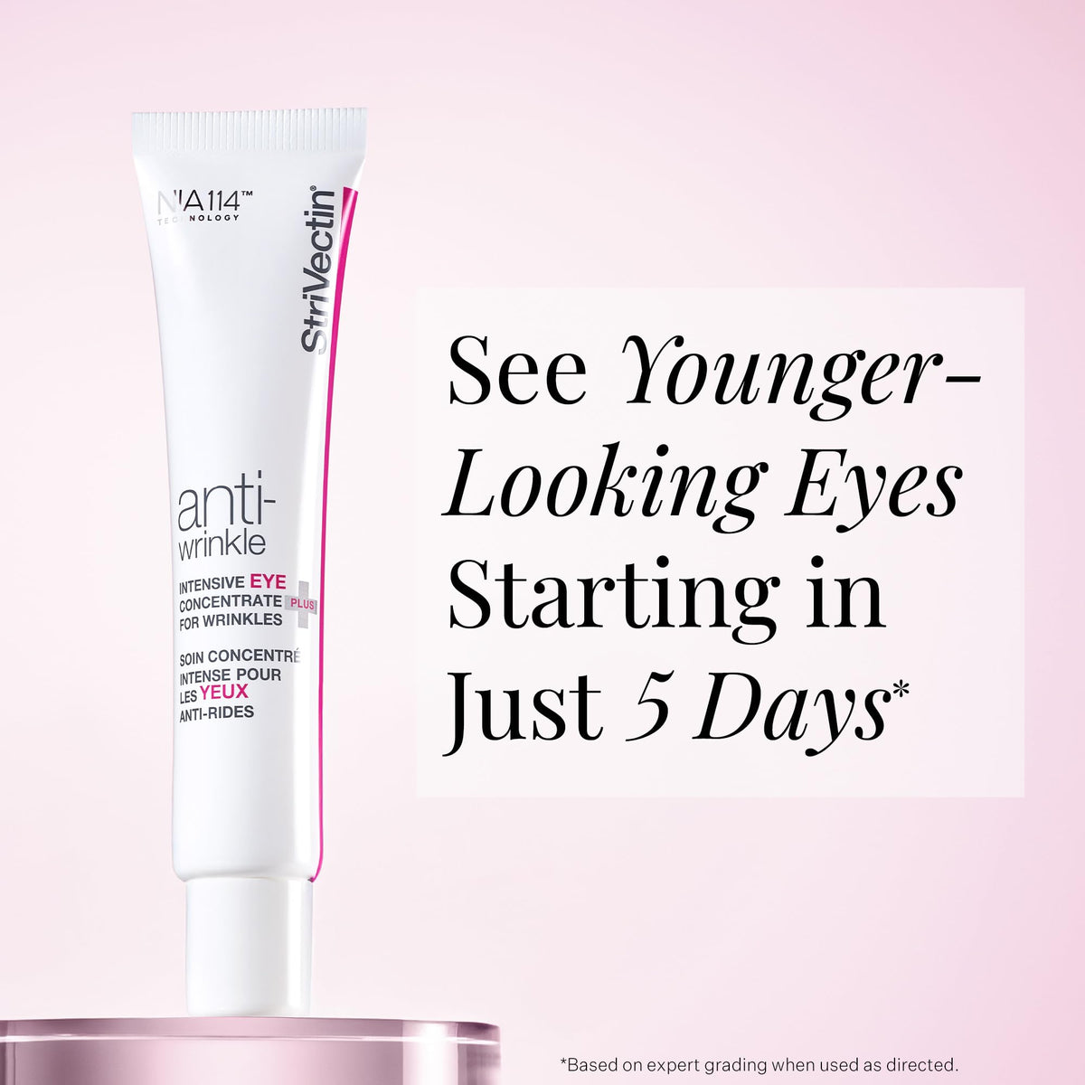 StriVectin eye cream texture close-up demonstrating smooth, fast-absorbing consistency