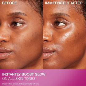 StriVectin applied to cheek demonstrating instant glow effect