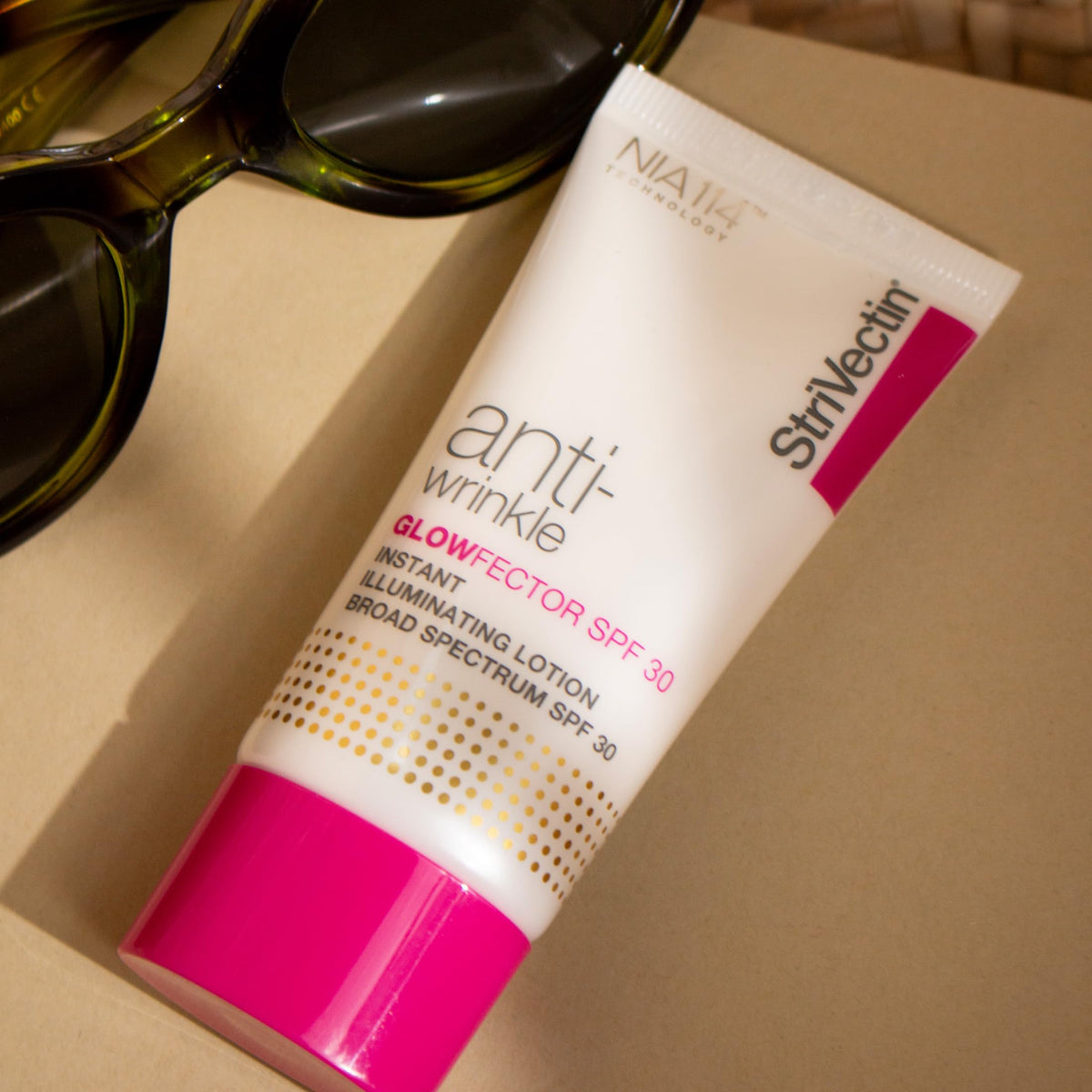 StriVectin on bathroom shelf as part of a daily routine