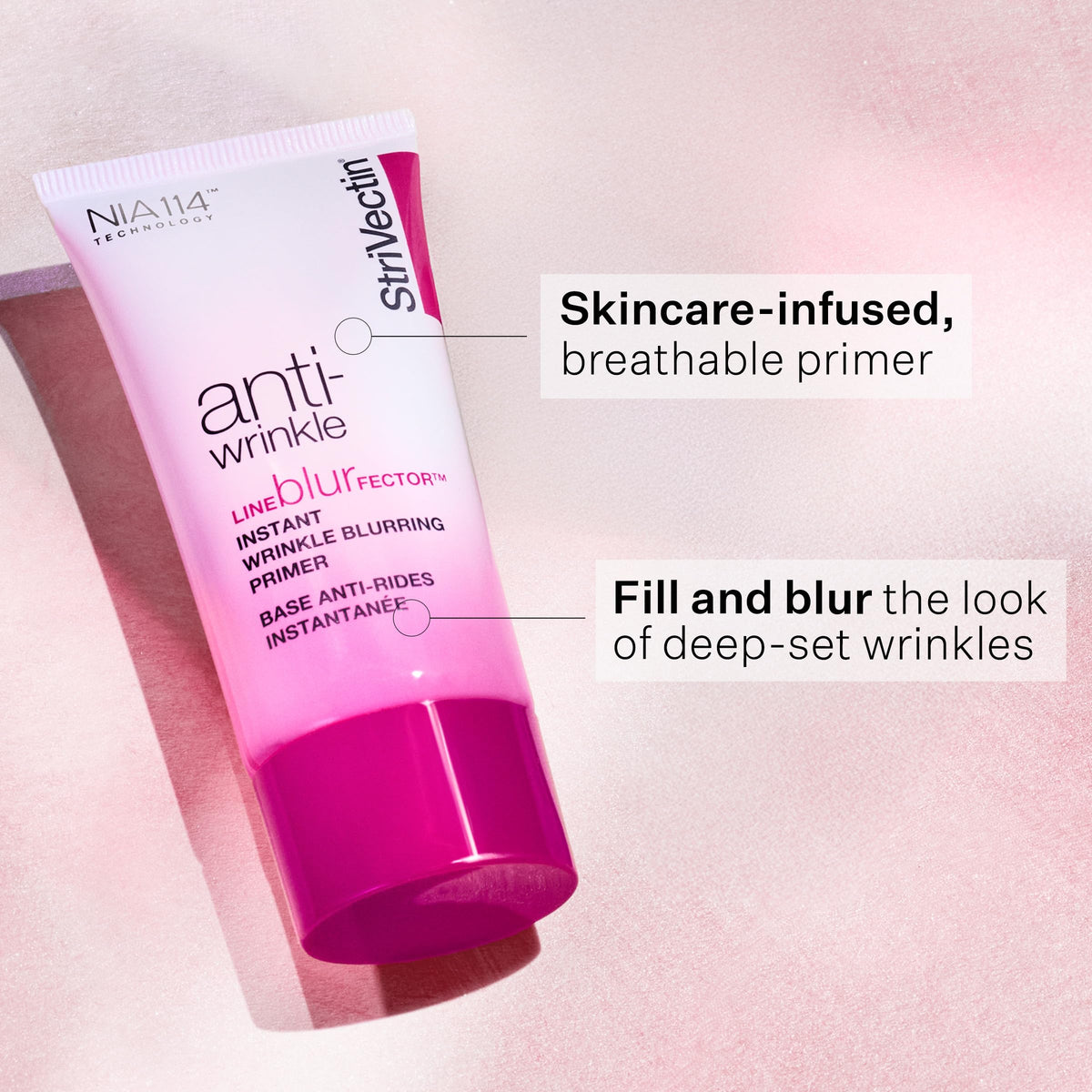 StriVectin texture close-up demonstrating smooth primer surface and blurring