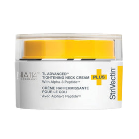 StriVectin front jar view showing premium neck cream packaging and easy application benefit