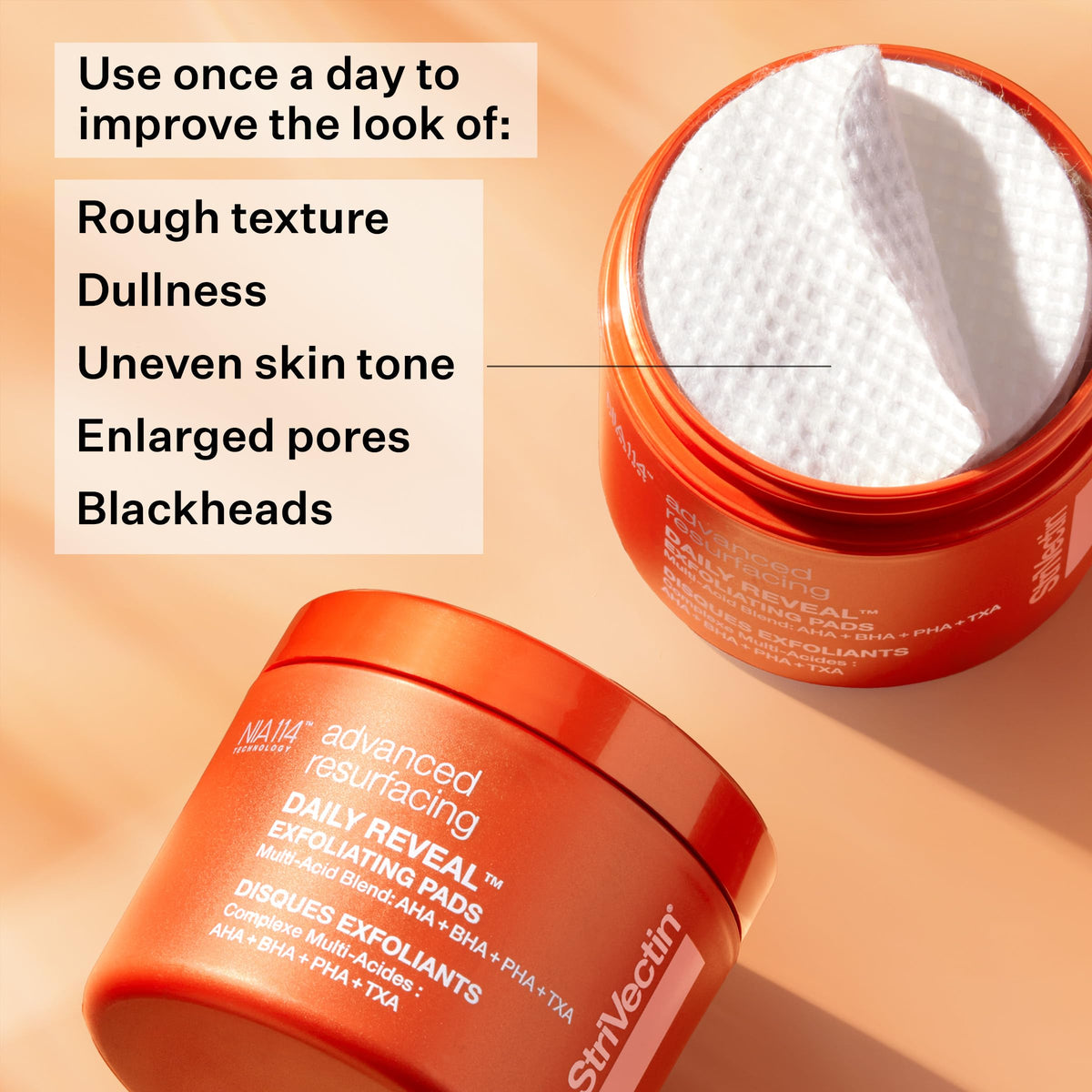 StriVectin pad texture close-up highlighting gentle exfoliation benefits